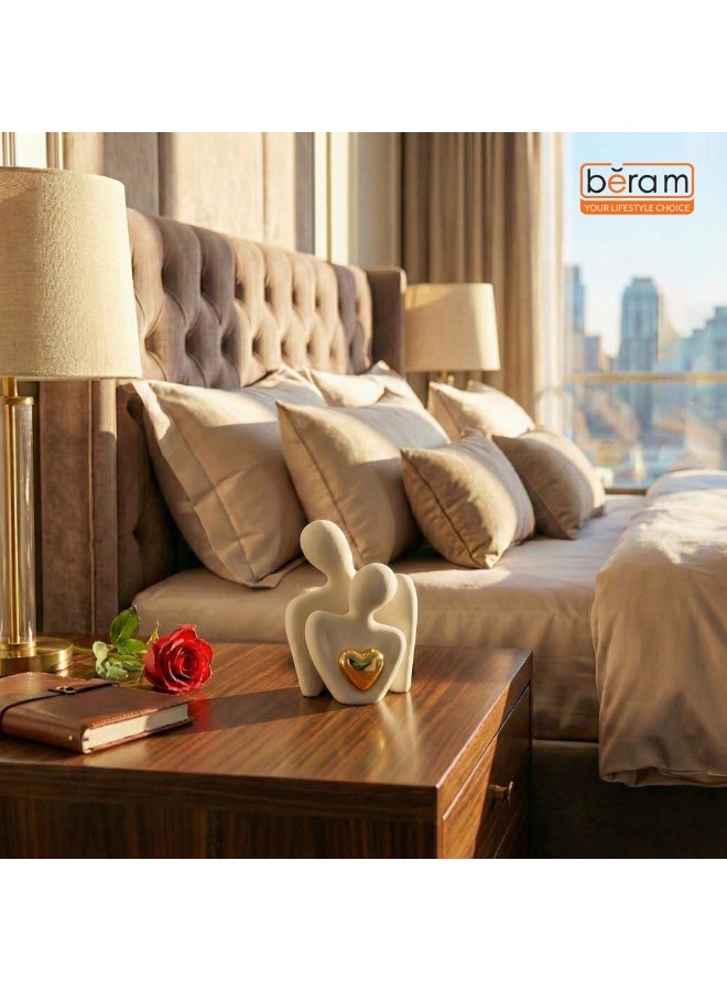 BERAM White Cherished Hearts for Men and Women Unisex Romantic Heart Sculpture Gift Modern White Resin Décor for Couples Anniversary Wedding Valentine’s Day Home and Office Decoration - Image 5